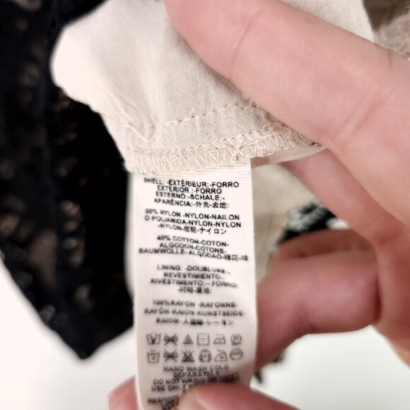 Free People One Million Lovers Mini Dress Size 4 Black Lace Overlay Low V-neck - Picture 11 of 16